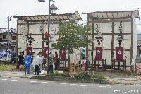 稲荷山祇園祭　北信唯一の四神の展示準備中　あいにー南